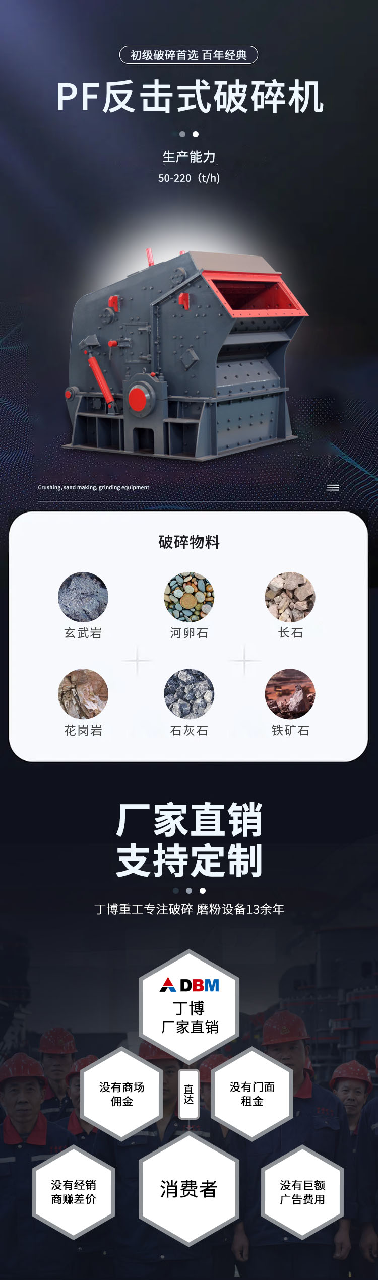 反擊破碎機技術參數(shù)及型號的選擇 1 反击破碎机